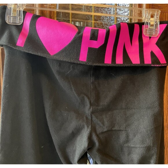 Victoria's Secret Fold Over Yoga Pants Love Pink 7/8 Leggings M Y2K Athleisure - Picture 2 of 6